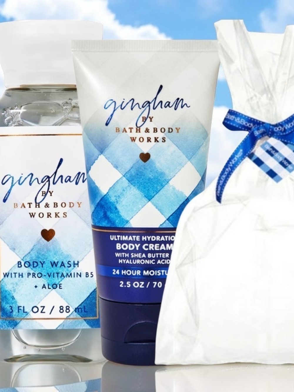 Bath & Body Works Gingham Body Cream-Wash Gift Bag Travel Set